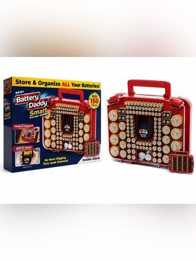 Battery Organizer Case with Tester - Red